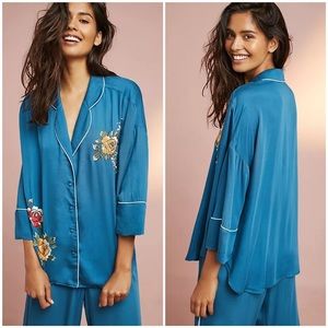 Anthropologie Floreat Floral Embroidered Sleep Top
